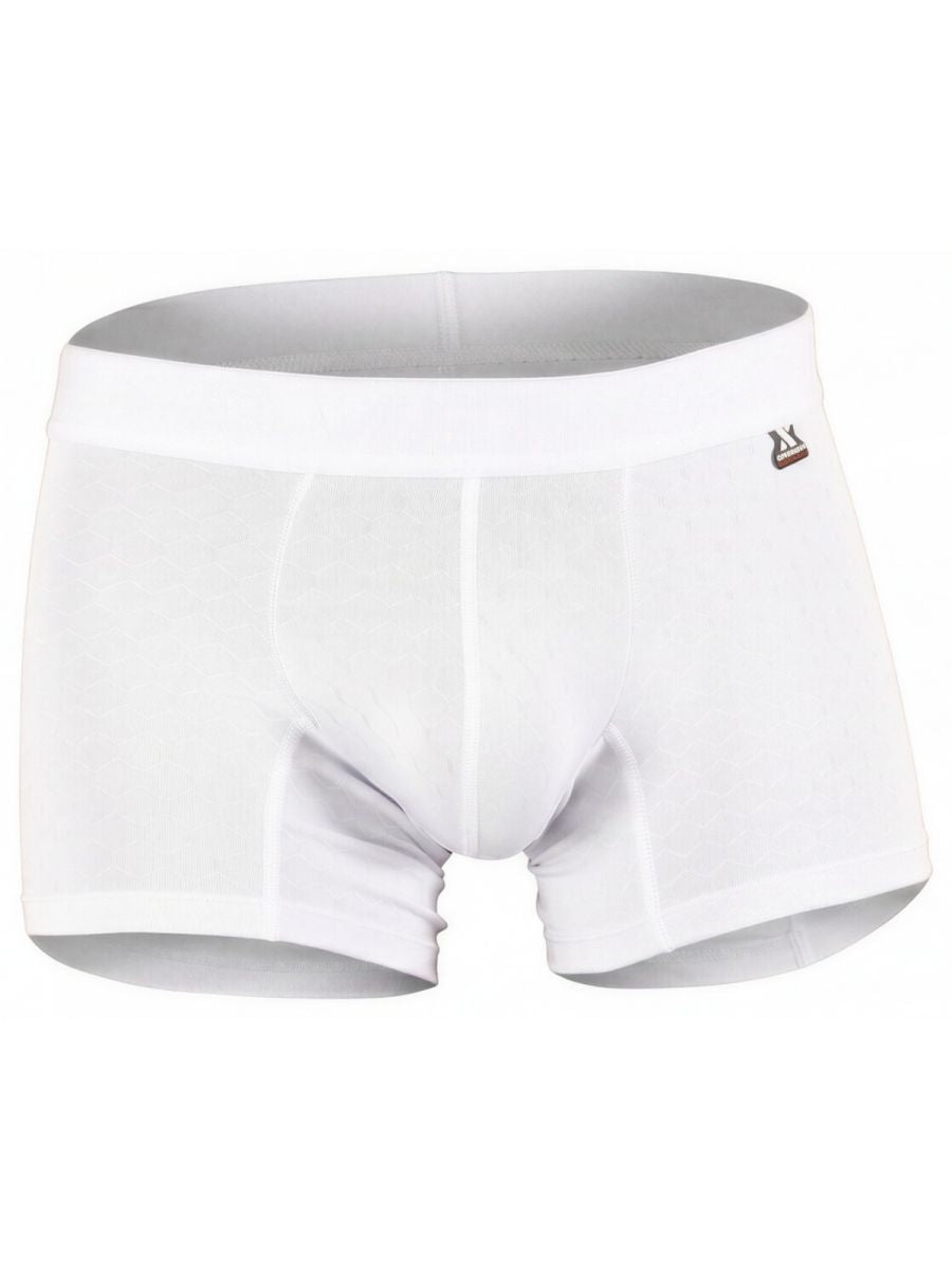 Xtremen Sleek Microfiber Honeycomb Boxer Briefs - White