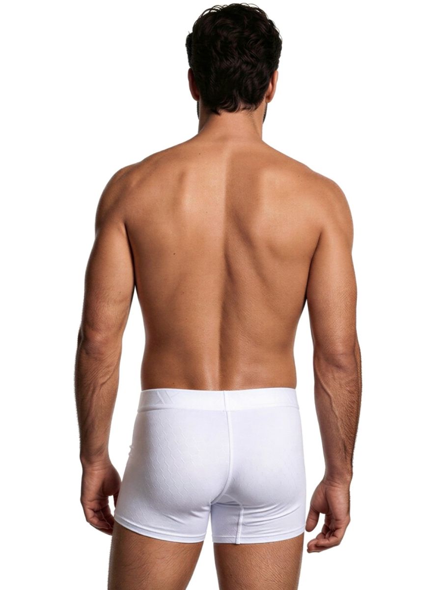 Xtremen Sleek Microfiber Honeycomb Boxer Briefs - White