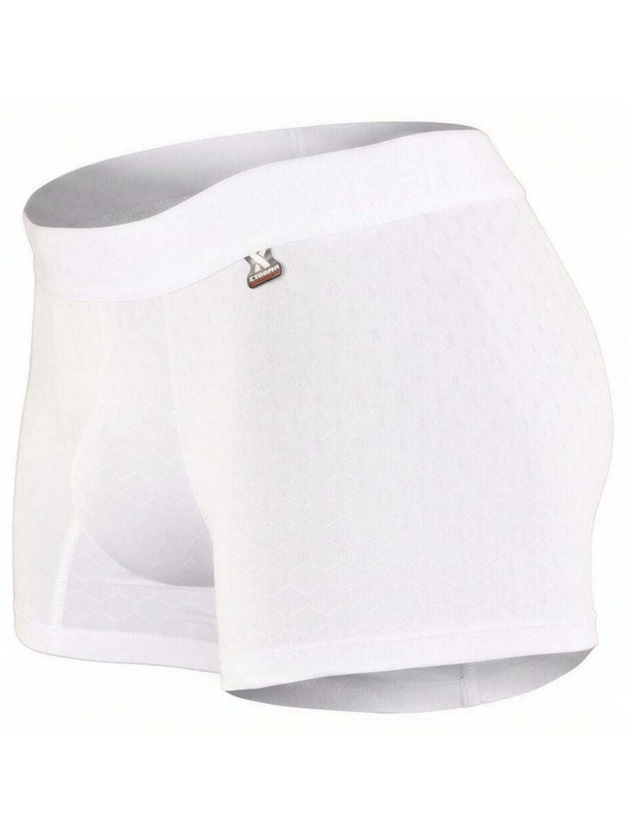 Xtremen Sleek Microfiber Honeycomb Boxer Briefs - White