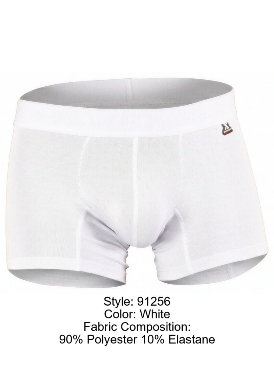Xtremen Sleek Microfiber Honeycomb Boxer Briefs - White