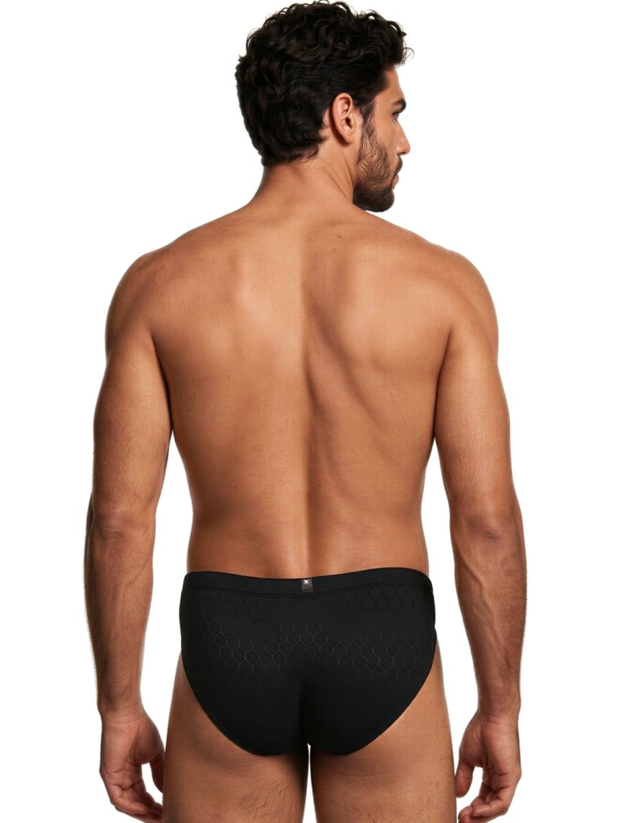 Xtremen Sleek Microfiber Honeycomb Briefs - Black