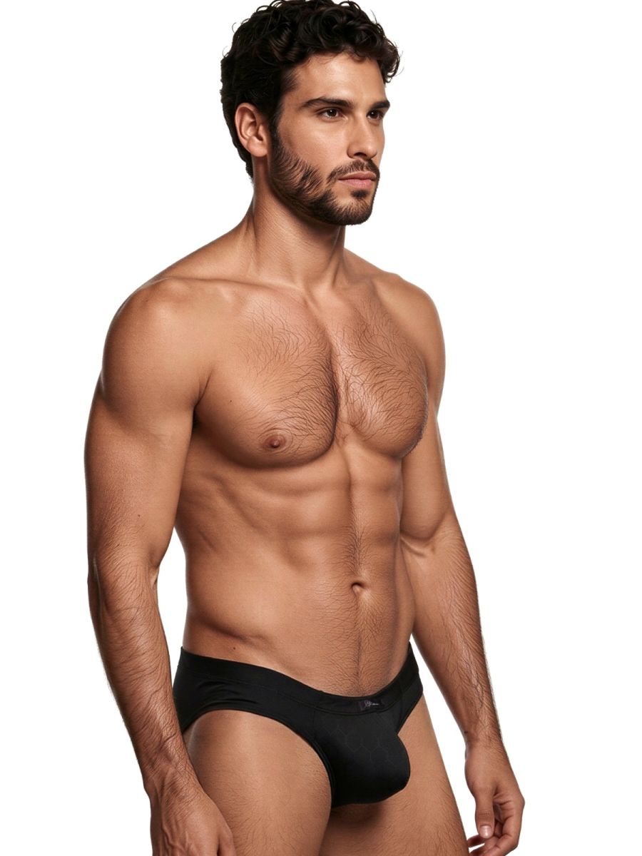 Xtremen Sleek Microfiber Honeycomb Briefs - Black