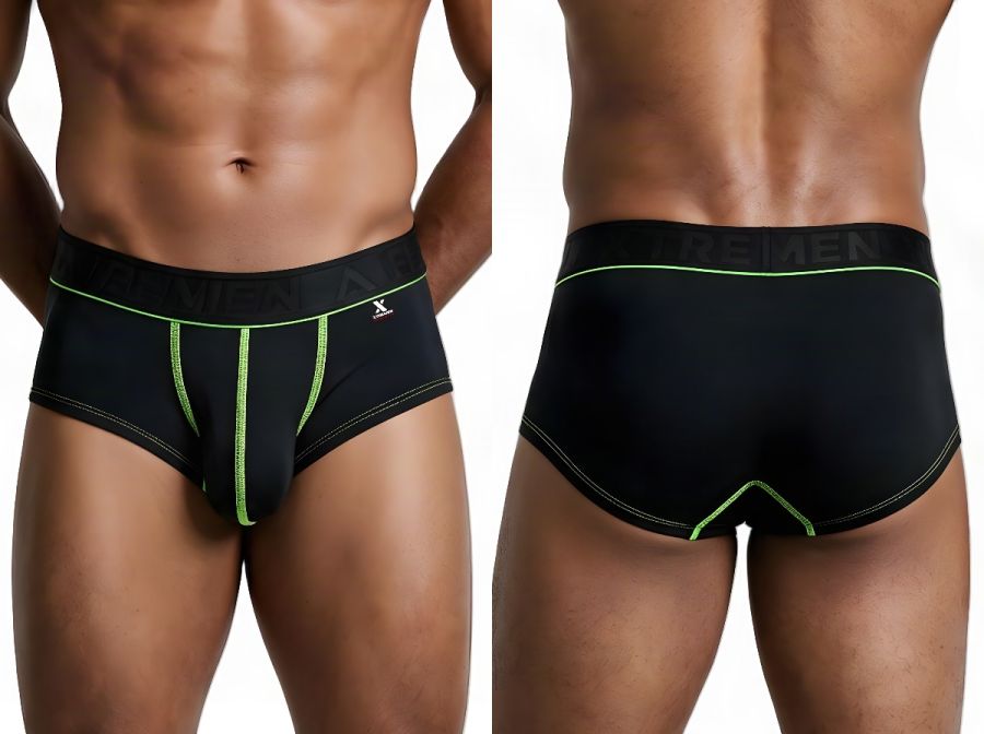 Xtremen Sleek Microfiber Contrast-Stitch Trunks - Black