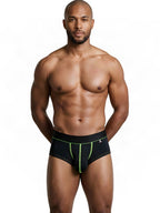 Xtremen Sleek Microfiber Contrast-Stitch Trunks - Black