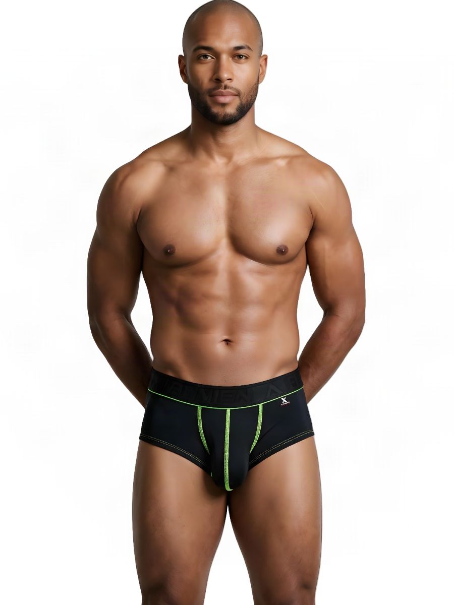Xtremen Sleek Microfiber Contrast-Stitch Trunks - Black