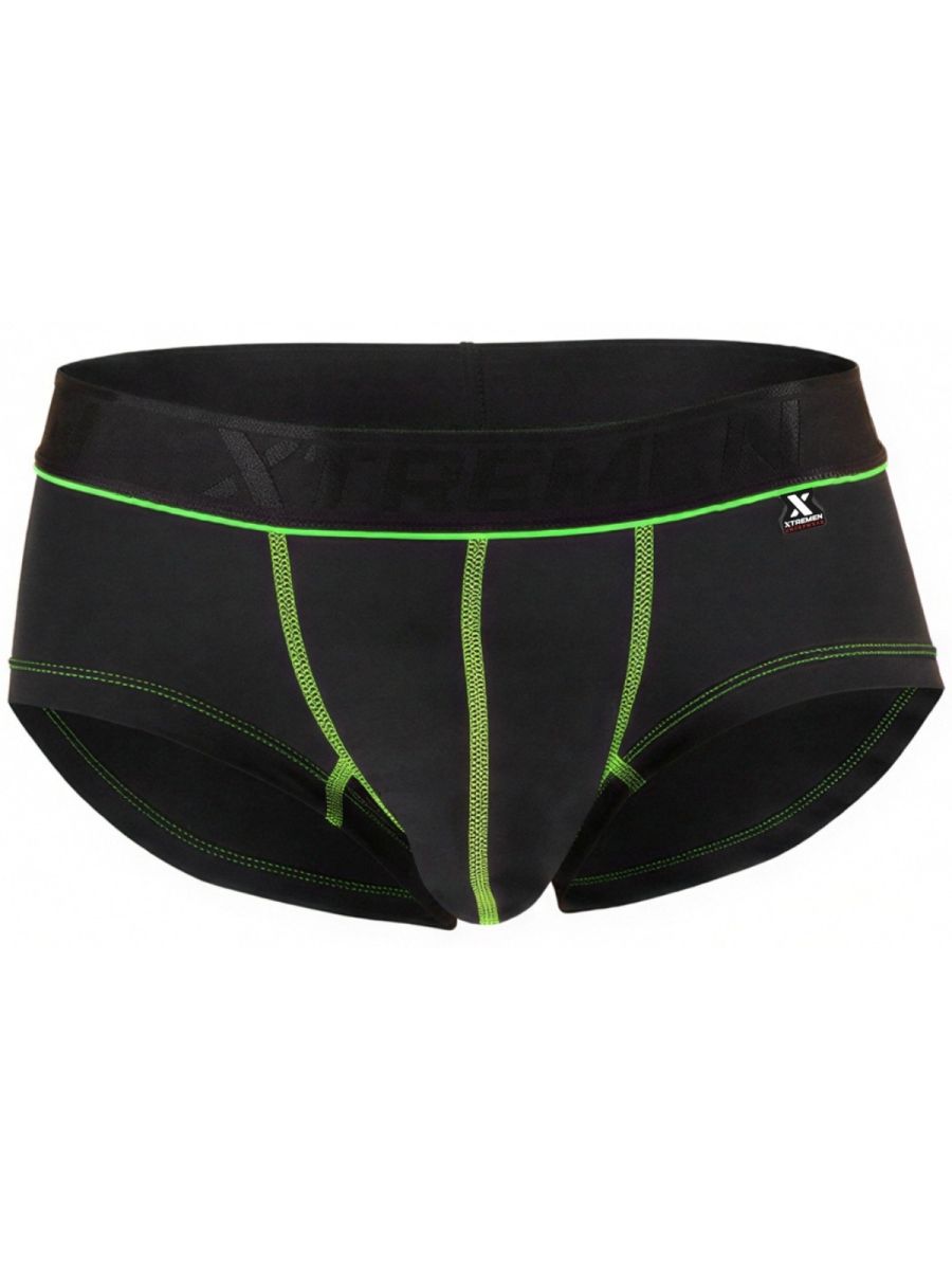Xtremen Sleek Microfiber Contrast-Stitch Trunks - Black