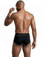 Xtremen Sleek Microfiber Contrast-Stitch Trunks - Black