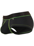 Xtremen Sleek Microfiber Contrast-Stitch Trunks - Black