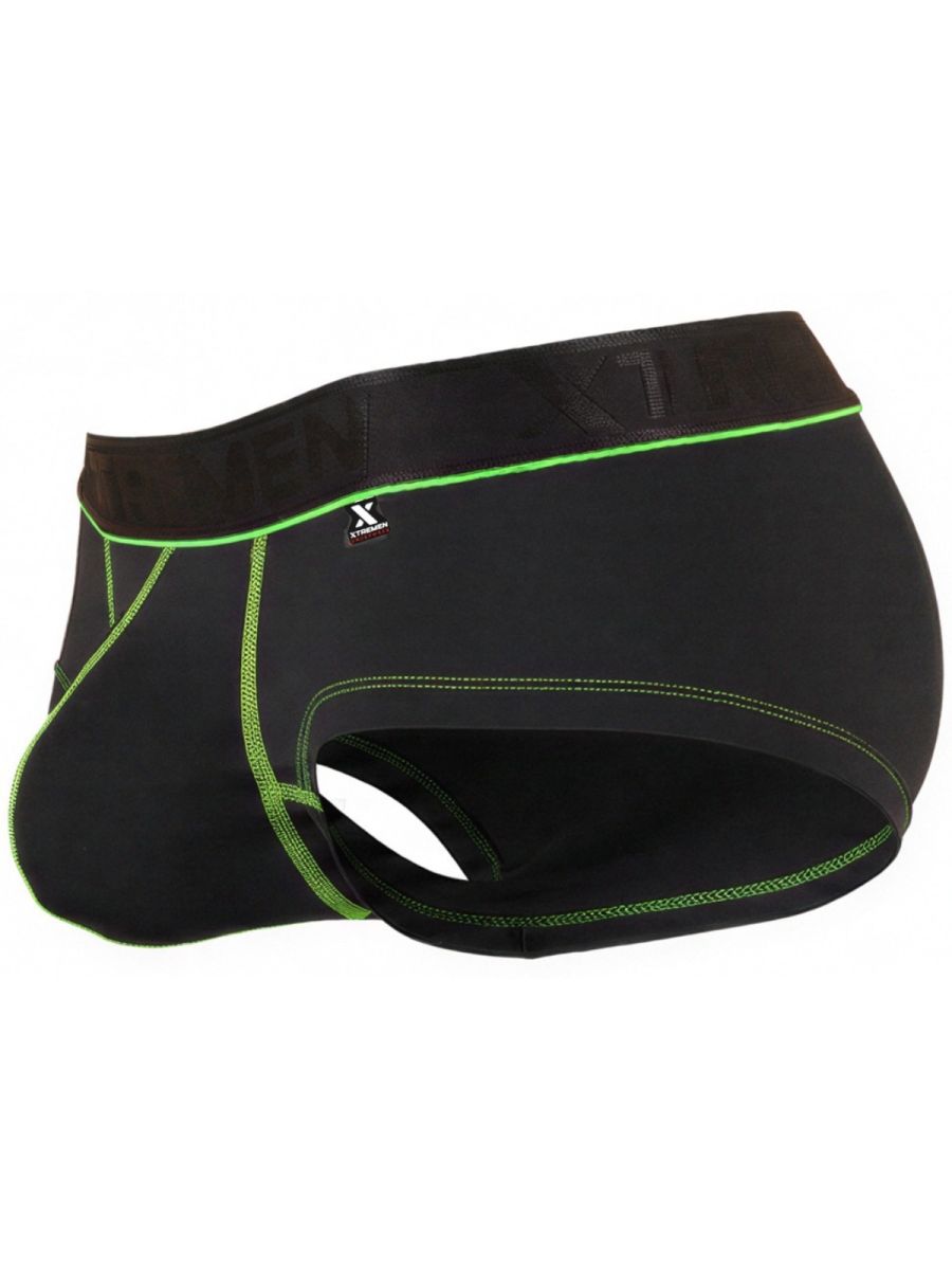 Xtremen Sleek Microfiber Contrast-Stitch Trunks - Black