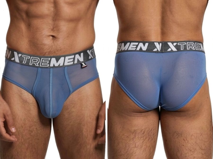 Xtremen Sleek Microfiber Mesh Briefs - Blue