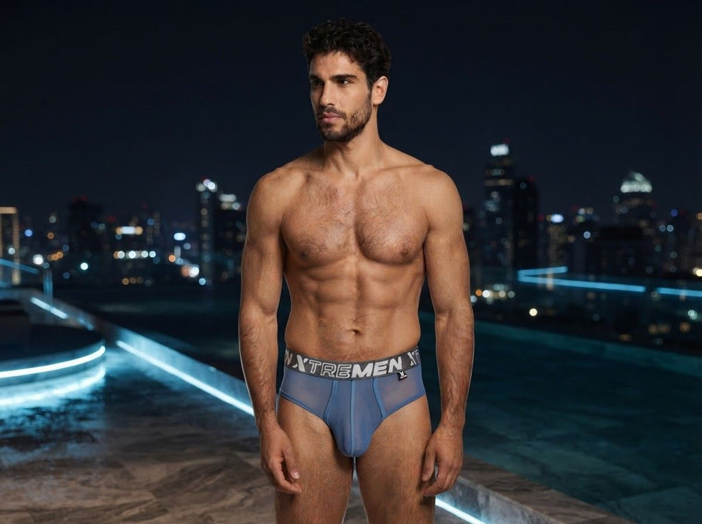 Xtremen Sleek Microfiber Mesh Briefs - Blue