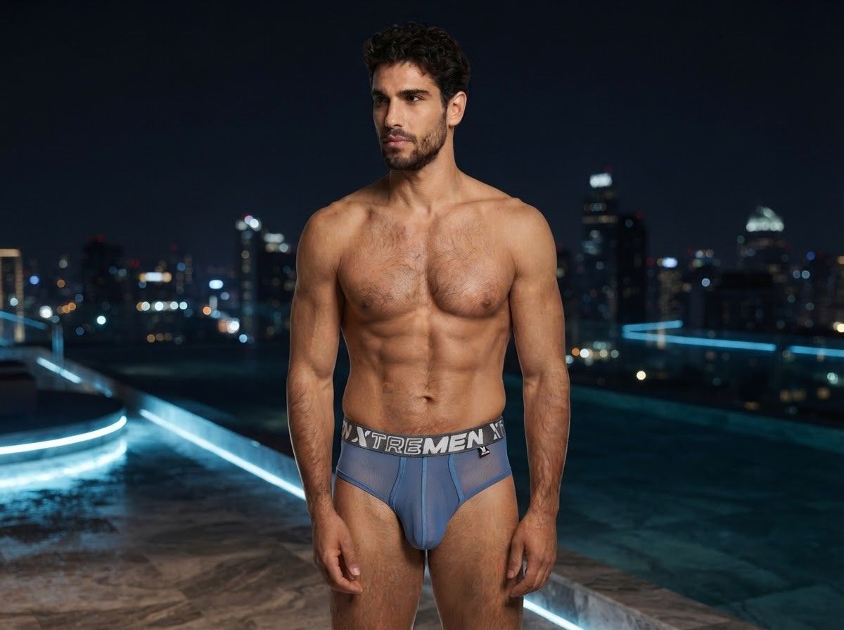 Xtremen Sleek Microfiber Mesh Briefs - Blue