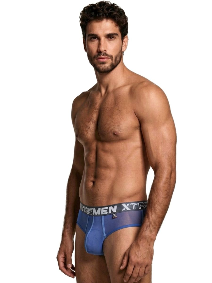 Xtremen Sleek Microfiber Mesh Briefs - Blue
