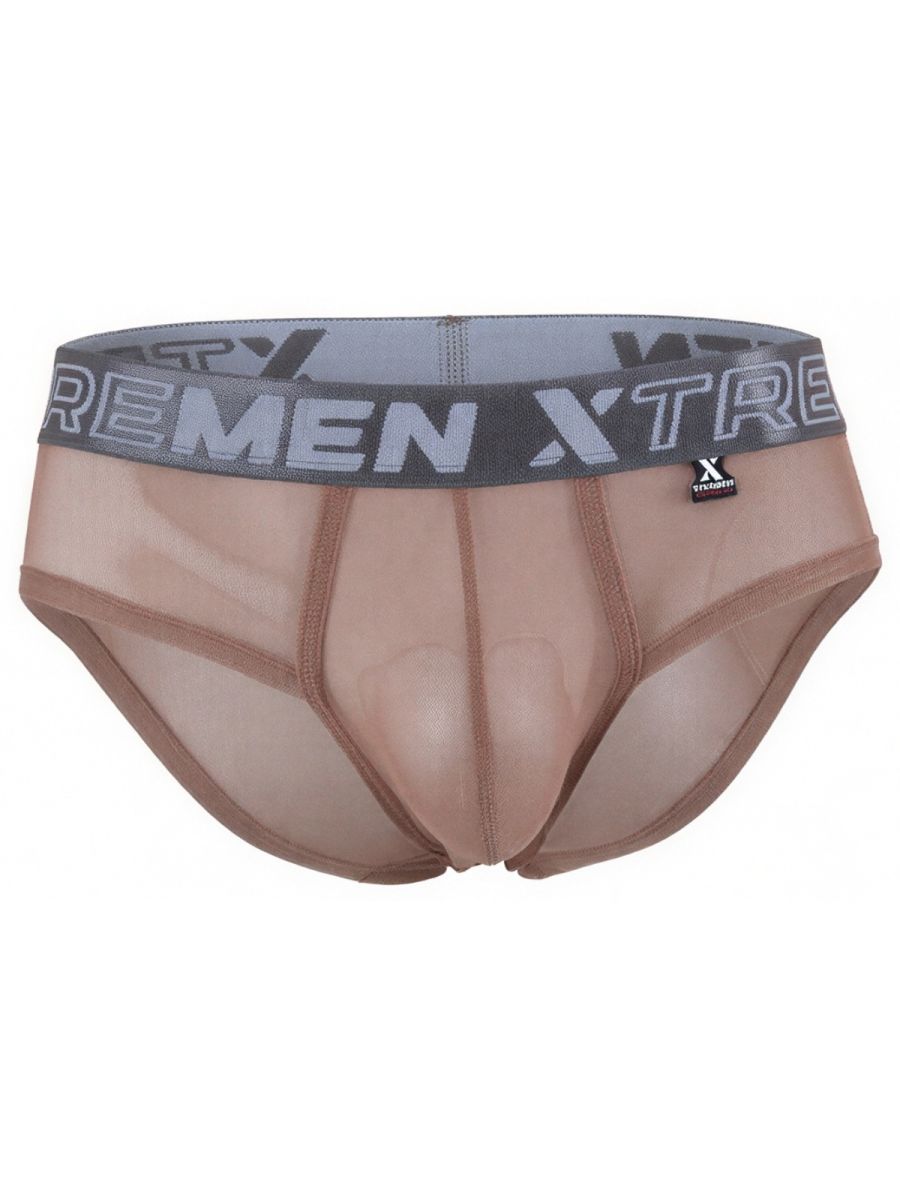 Xtremen Sleek Microfiber Mesh Briefs - Brown