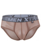 Xtremen Sleek Microfiber Mesh Briefs - Brown