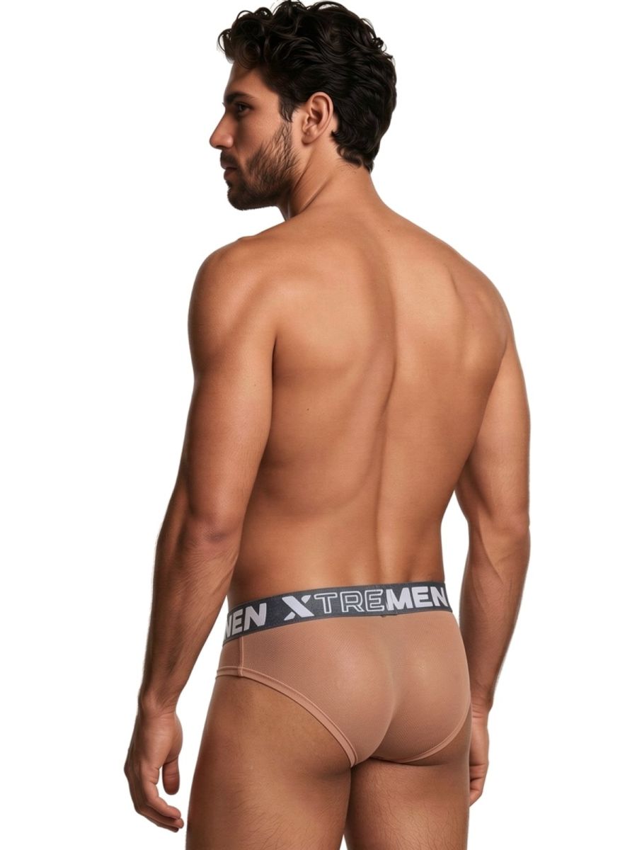 Xtremen Sleek Microfiber Mesh Briefs - Brown