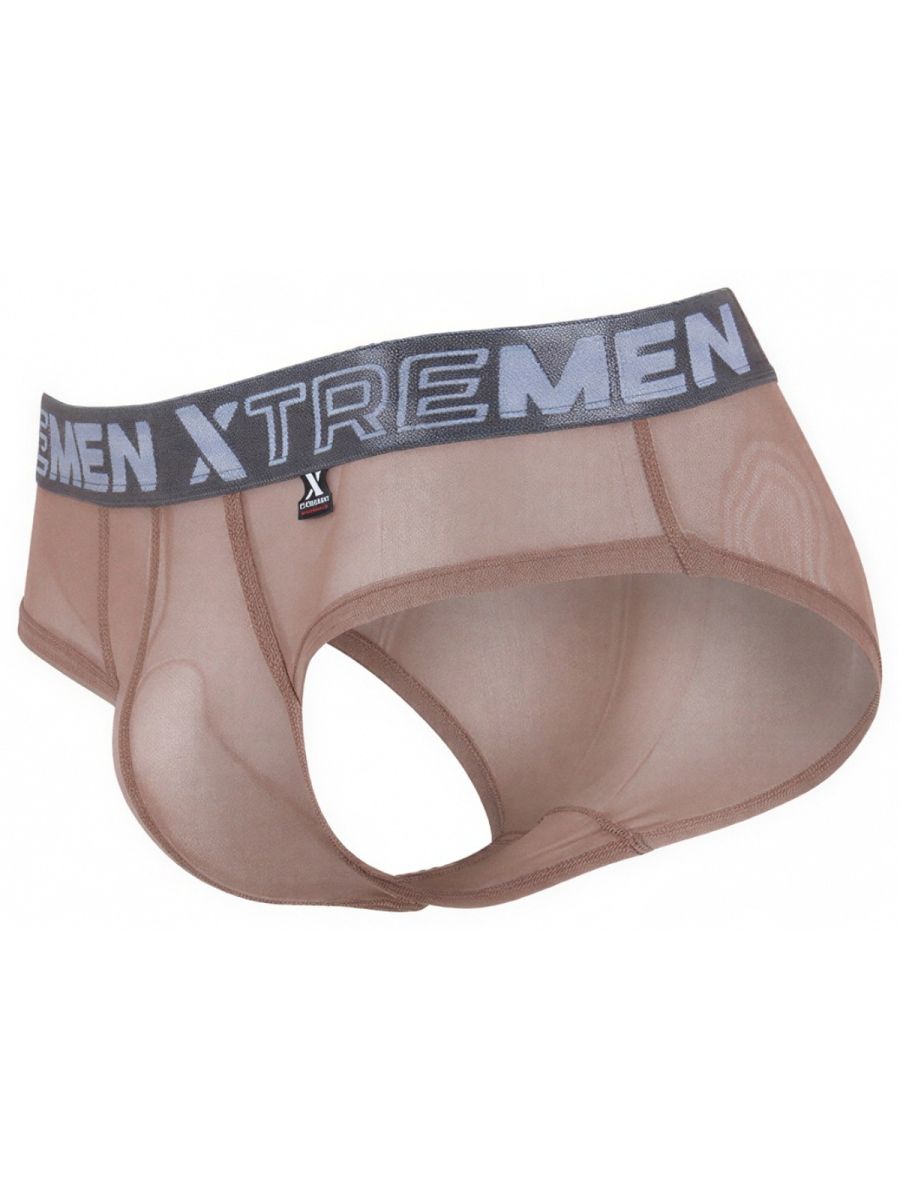 Xtremen Sleek Microfiber Mesh Briefs - Brown