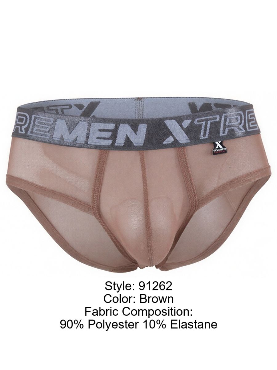 Xtremen Sleek Microfiber Mesh Briefs - Brown