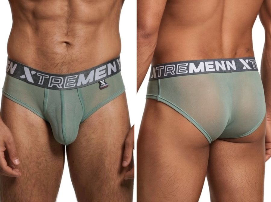 Xtremen Sleek Microfiber Mesh Briefs - Green
