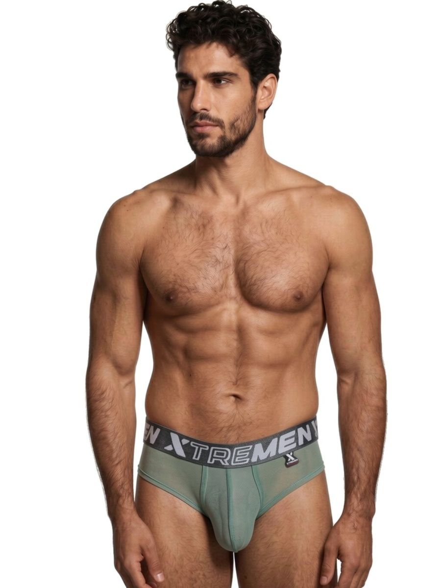 Xtremen Sleek Microfiber Mesh Briefs - Green