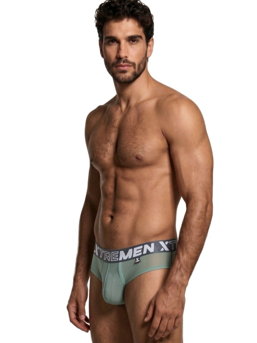 Xtremen Sleek Microfiber Mesh Briefs - Green