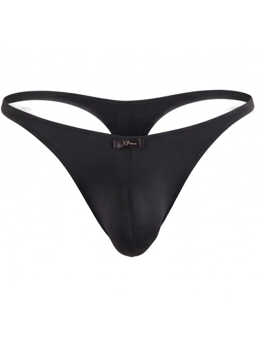 Xtremen Sleek Microfiber Narrow-Waistband Thongs - Black