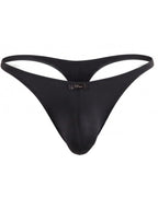 Xtremen Sleek Microfiber Narrow-Waistband Thongs - Black