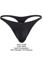 Xtremen Sleek Microfiber Narrow-Waistband Thongs - Black