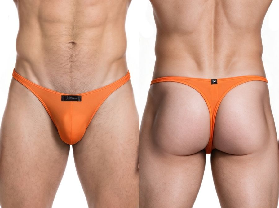 Xtremen Sleek Microfiber Narrow-Waistband Thongs - Orange