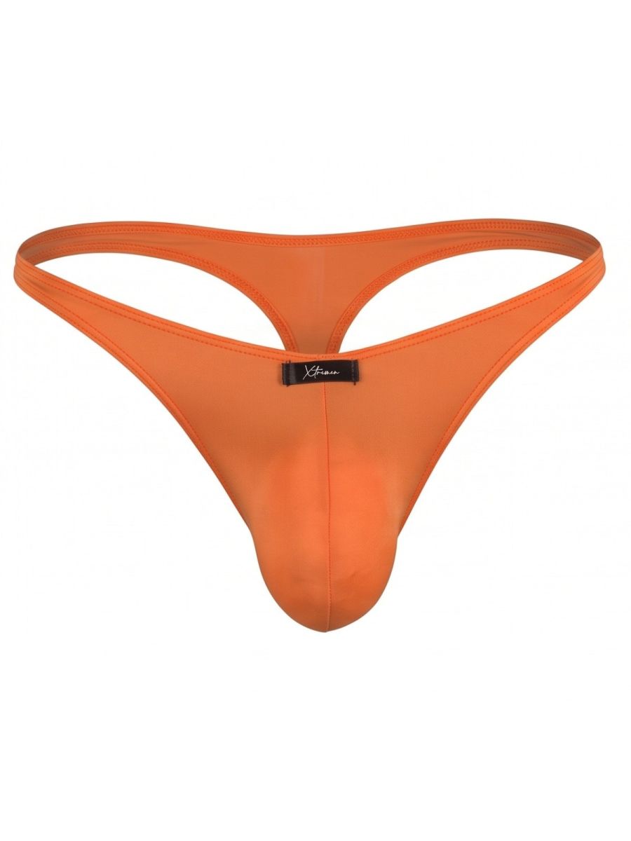 Xtremen Sleek Microfiber Narrow-Waistband Thongs - Orange