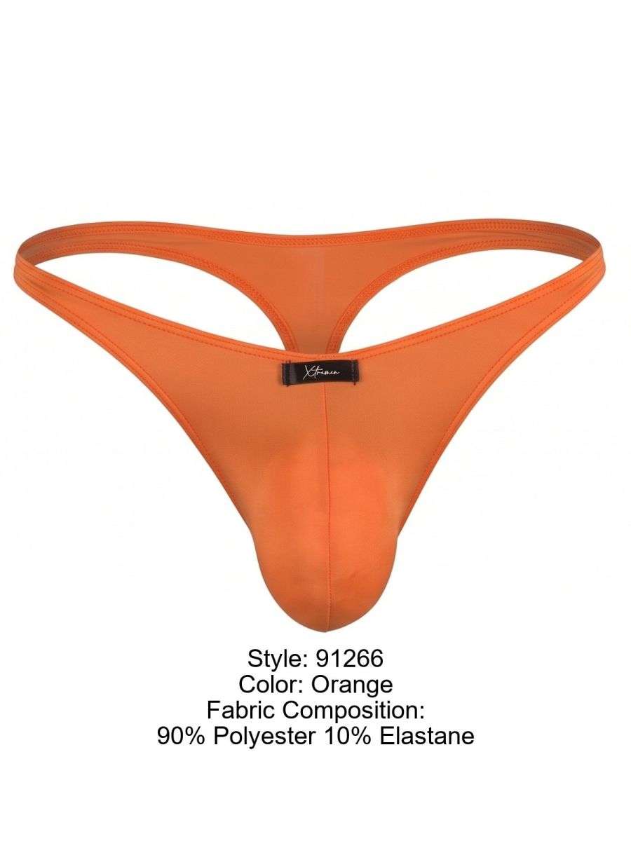 Xtremen Sleek Microfiber Narrow-Waistband Thongs - Orange