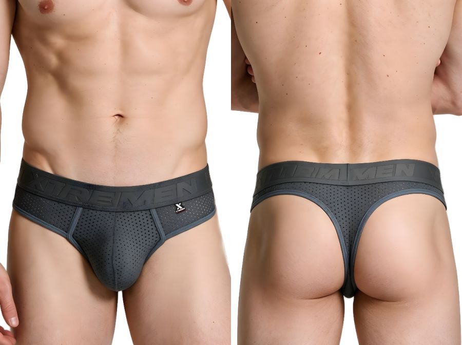 Xtremen Microfiber Mesh Thongs - Gray