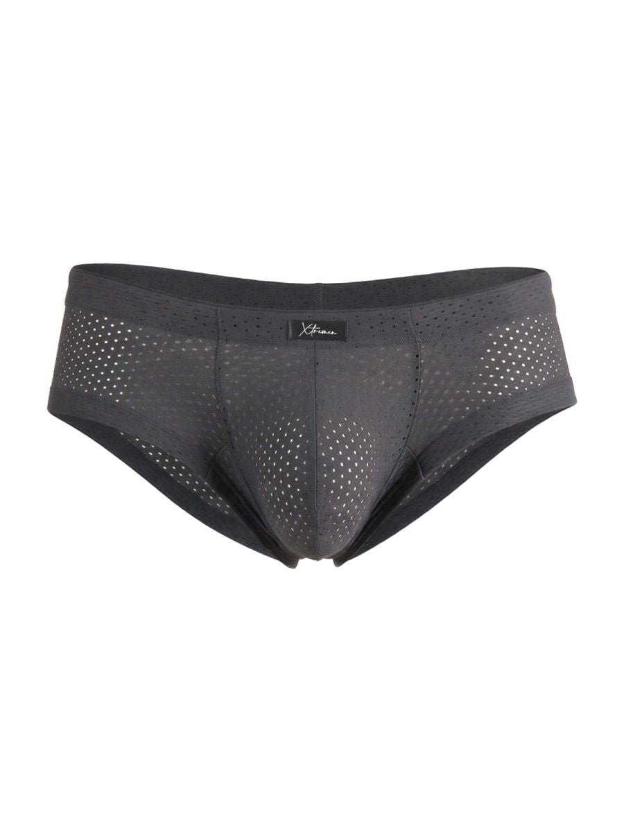 Xtremen Microfiber Mesh V-Cut Briefs - Gray