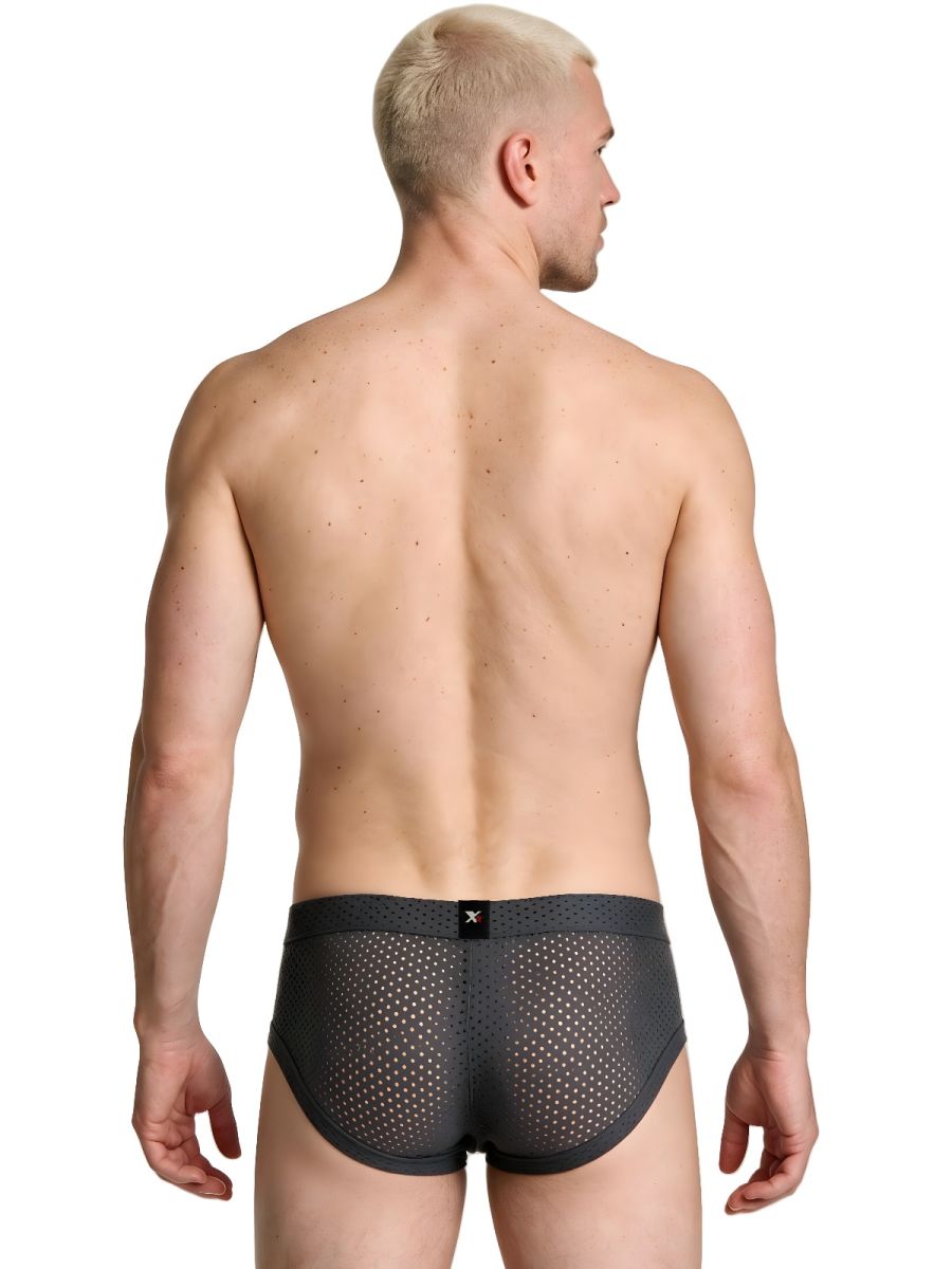Xtremen Microfiber Mesh V-Cut Briefs - Gray