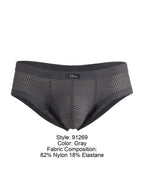 Xtremen Microfiber Mesh V-Cut Briefs - Gray