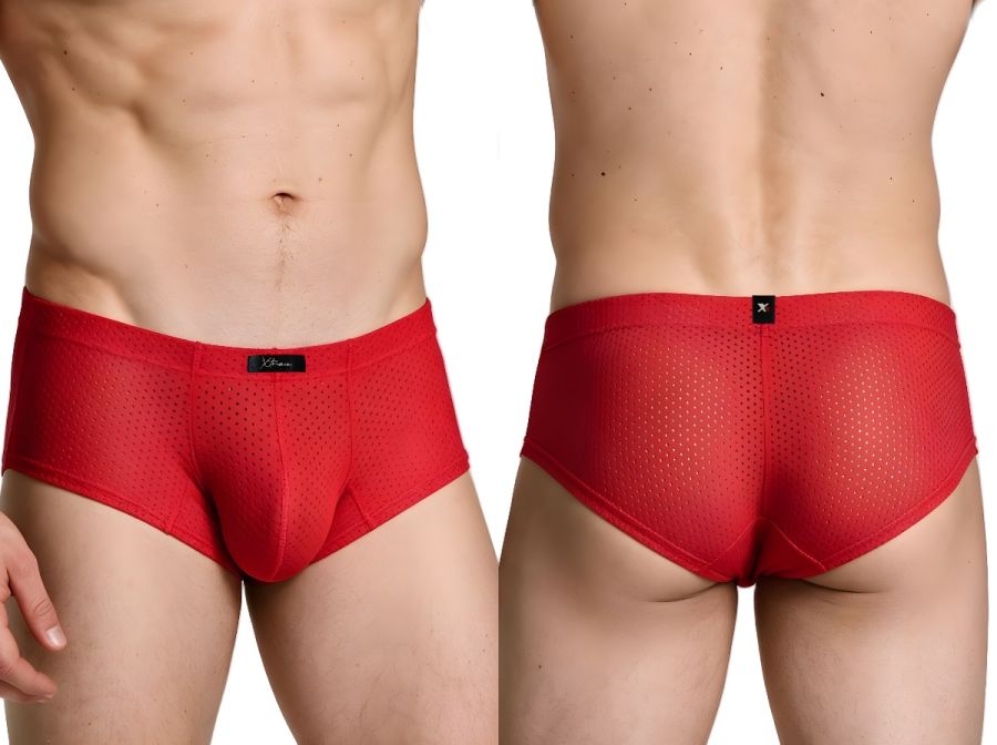 Xtremen Microfiber Mesh V-Cut Briefs - Red