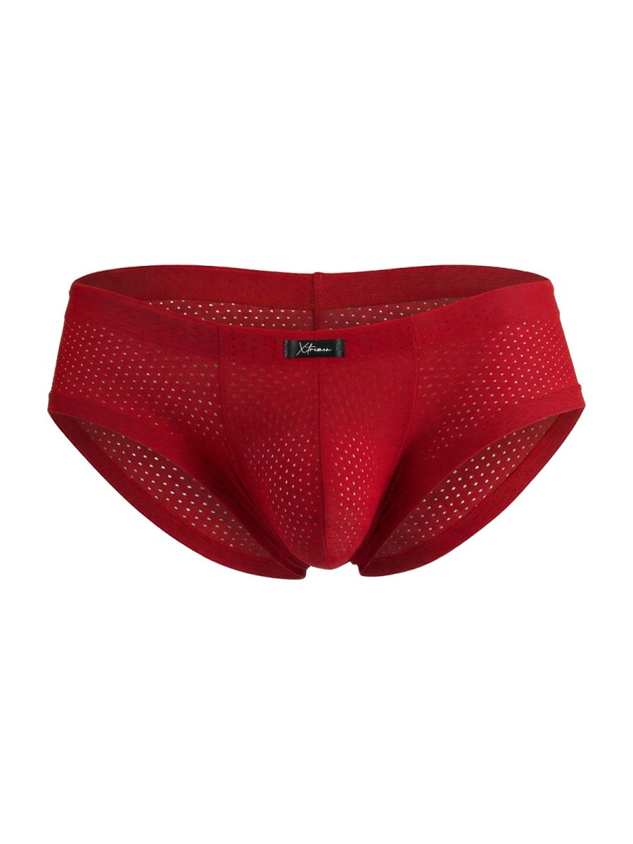 Xtremen Microfiber Mesh V-Cut Briefs - Red
