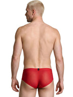 Xtremen Microfiber Mesh V-Cut Briefs - Red