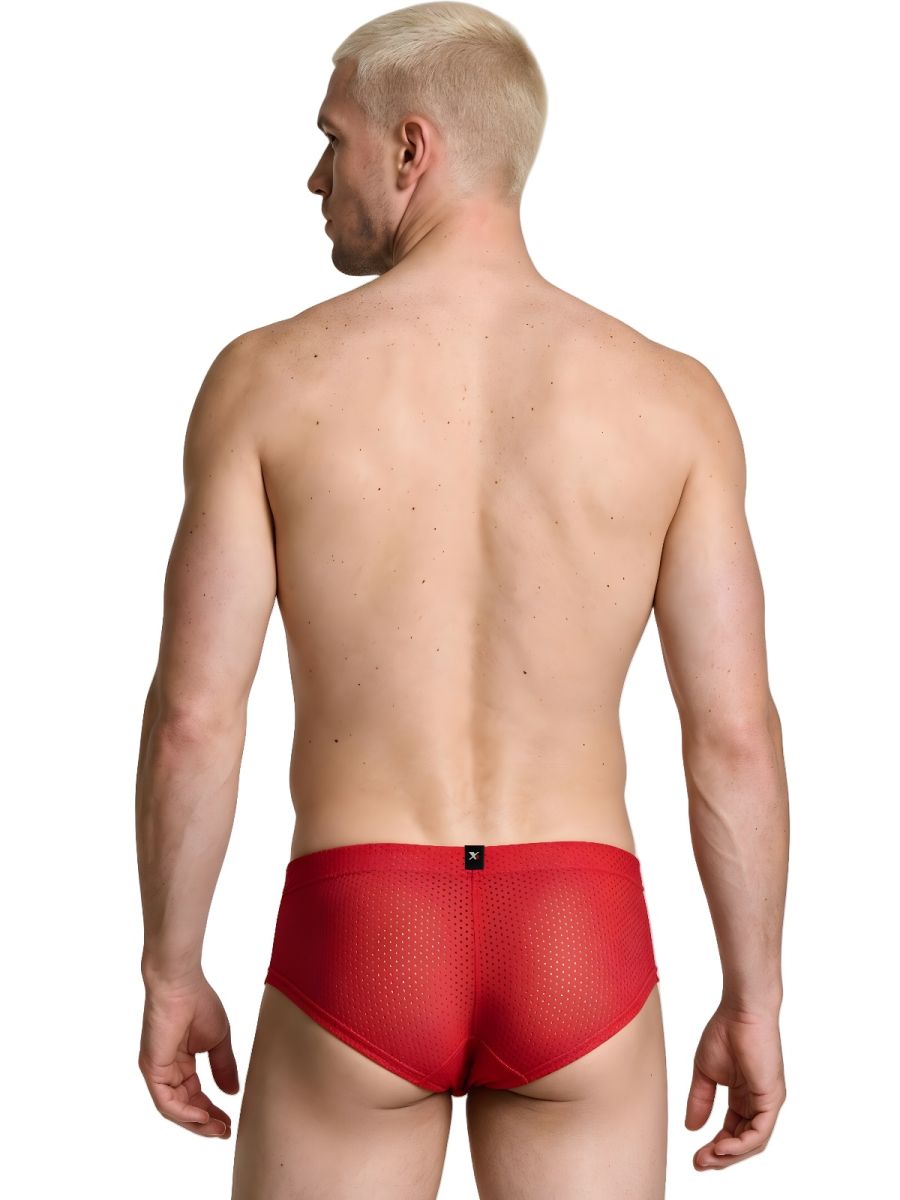 Xtremen Microfiber Mesh V-Cut Briefs - Red