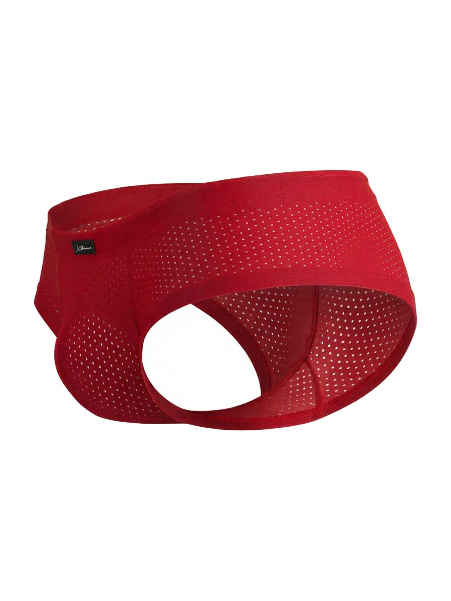 Xtremen Microfiber Mesh V-Cut Briefs - Red