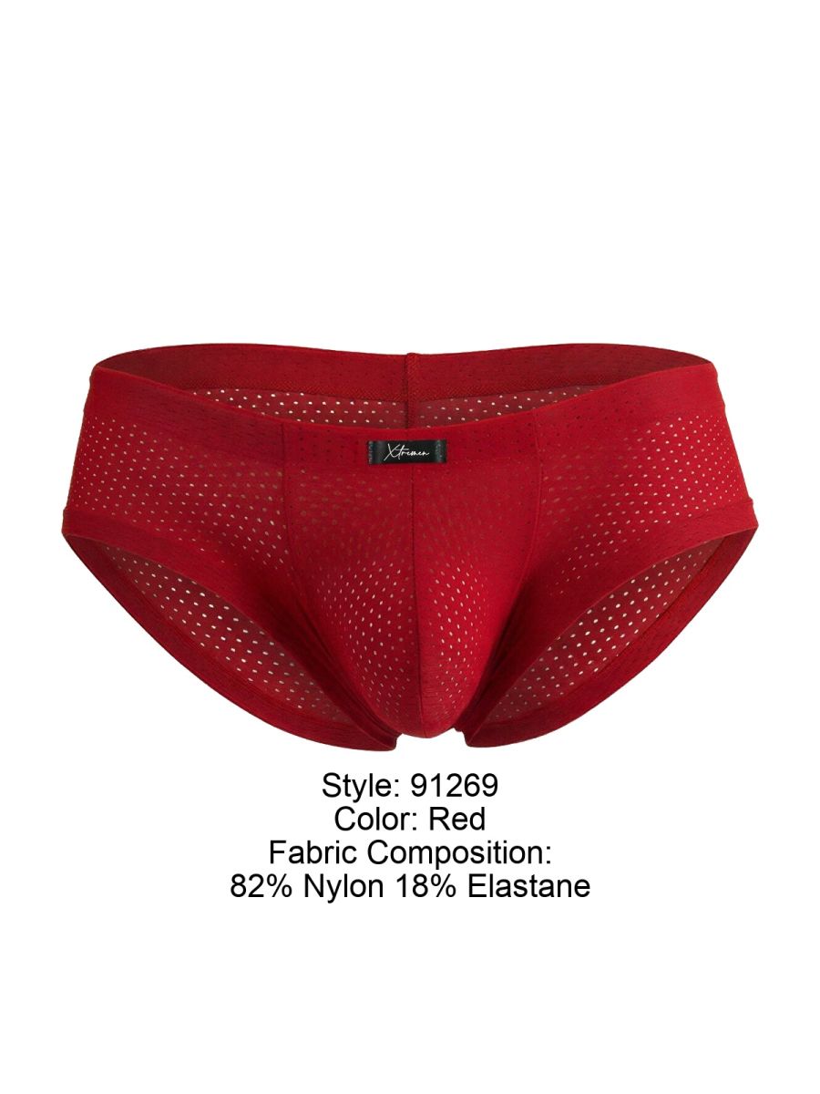 Xtremen Microfiber Mesh V-Cut Briefs - Red