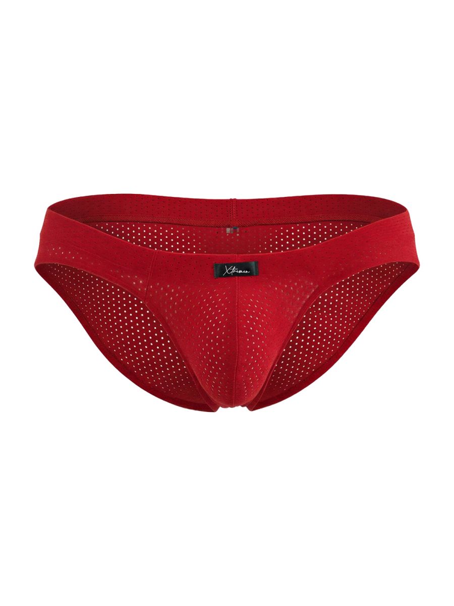 Xtremen Microfiber Mesh Perforated Briefs - Red