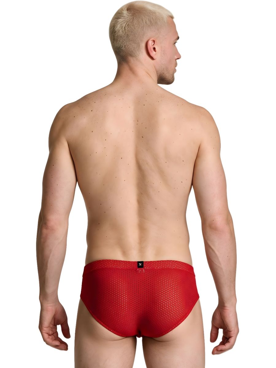 Xtremen Microfiber Mesh Perforated Briefs - Red