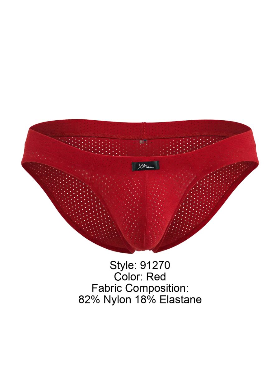 Xtremen Microfiber Mesh Perforated Briefs - Red
