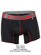 Xtremen Sleek Microfiber Contrast-Stitch Boxer Briefs - Black
