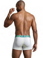 Xtremen Sleek Microfiber Contrast-Stitch Boxer Briefs - White