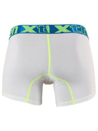 Xtremen Sleek Microfiber Contrast-Stitch Boxer Briefs - White