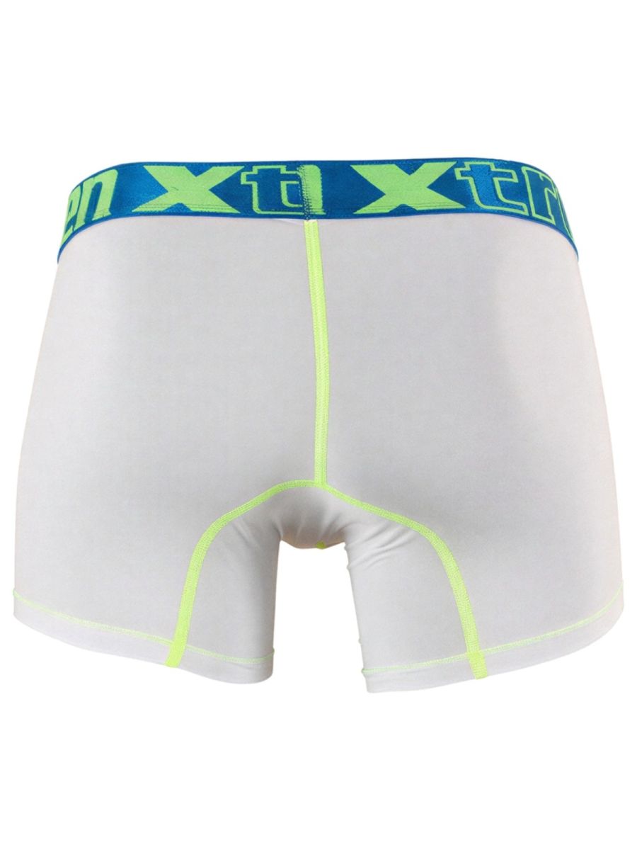 Xtremen Sleek Microfiber Contrast-Stitch Boxer Briefs - White