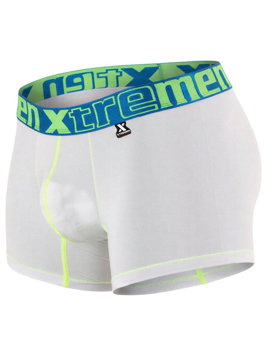 Xtremen Sleek Microfiber Contrast-Stitch Boxer Briefs - White