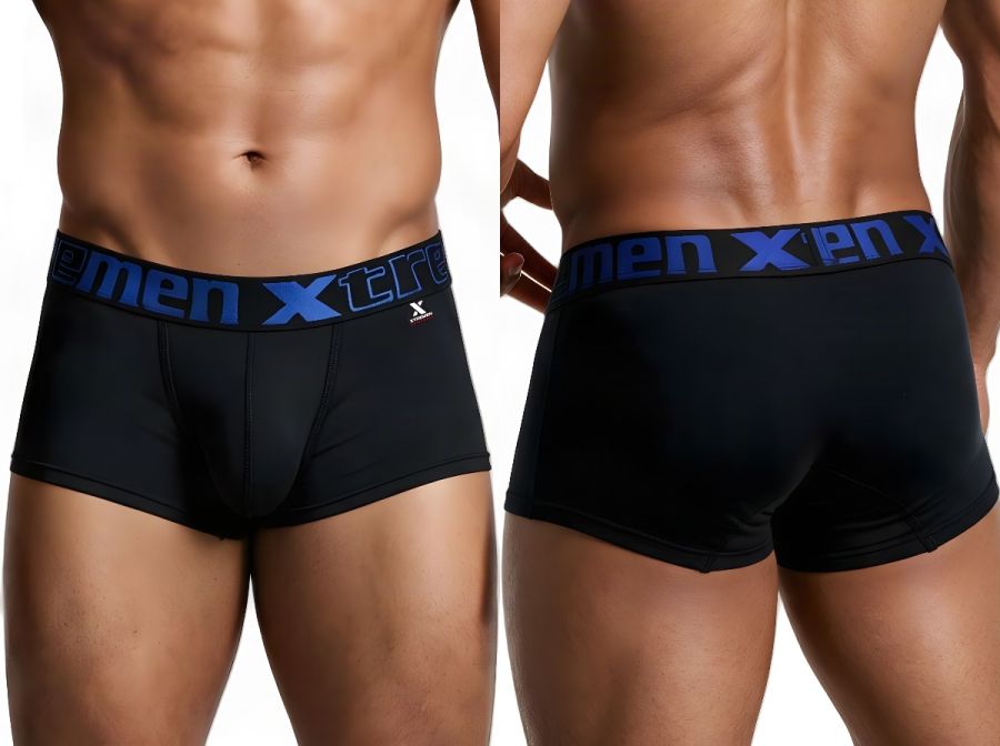 Xtremen Sleek Microfiber Square-Cut Trunks - Black